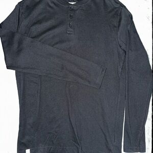 Men's Black Long Sleeve Henley Shirt